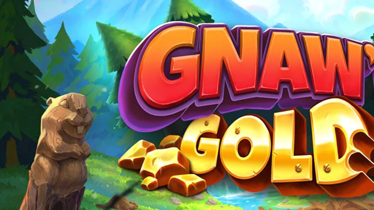Tampilan visual permainan slot Gnaw’n Gold dengan tema alam liar dan berang-berang.