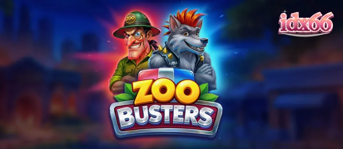 Tampilan visual slot Zoo Busters dengan karakter serigala punk